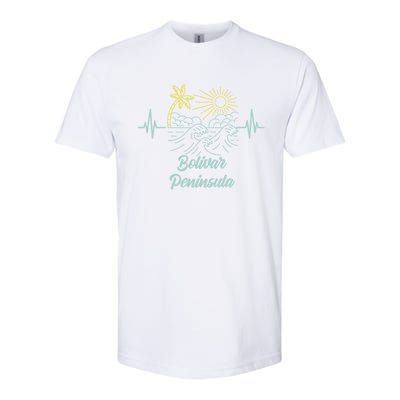 Bolivar Peninsula Texas Heartbeat Surfing Surfer Gift Softstyle CVC T-Shirt