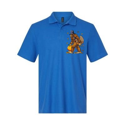 Bigfoot Pilgrim Turkey Pumpkin Thanksgiving Day Softstyle Adult Sport Polo