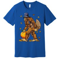 Bigfoot Pilgrim Turkey Pumpkin Thanksgiving Day Premium T-Shirt