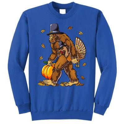 Bigfoot Pilgrim Turkey Pumpkin Thanksgiving Day Tall Sweatshirt