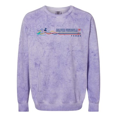 Bolivar Peninsula Texas Vintage Surfboarder Gift Colorblast Crewneck Sweatshirt