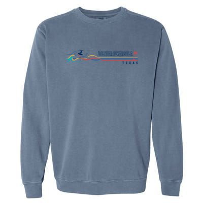 Bolivar Peninsula Texas Vintage Surfboarder Gift Garment-Dyed Sweatshirt