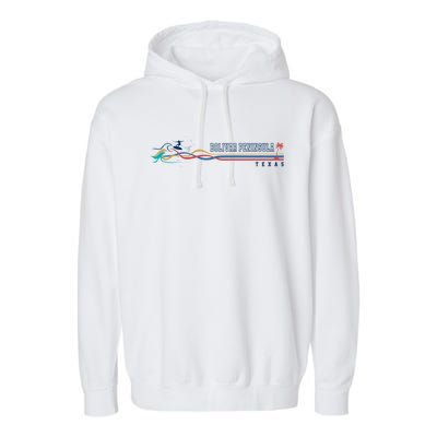 Bolivar Peninsula Texas Vintage Surfboarder Gift Garment-Dyed Fleece Hoodie