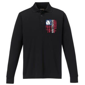 Baseball Papa Tee Coach Fathers Day Performance Long Sleeve Polo