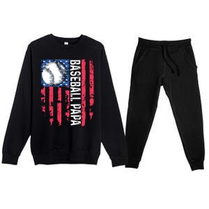 Baseball Papa Tee Coach Fathers Day Premium Crewneck Sweatsuit Set