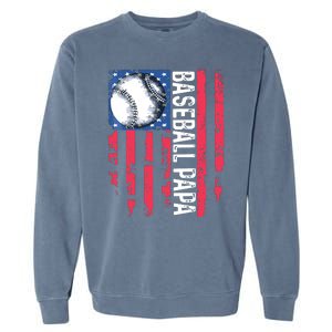 Baseball Papa Tee Coach Fathers Day Garment-Dyed Sweatshirt