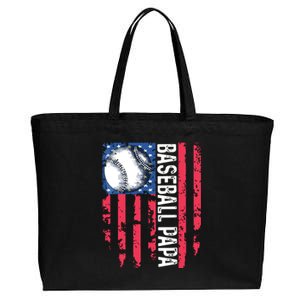 Baseball Papa Tee Coach Fathers Day Cotton Canvas Jumbo Tote