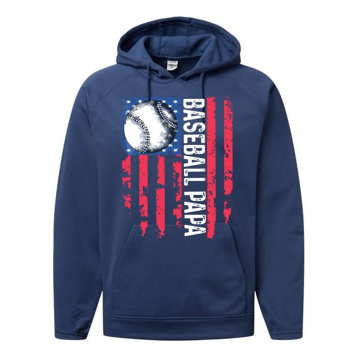 Baseball Papa Tee Coach Fathers Day Performance Fleece Hoodie