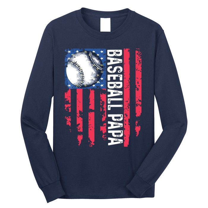 Baseball Papa Tee Coach Fathers Day Long Sleeve Shirt