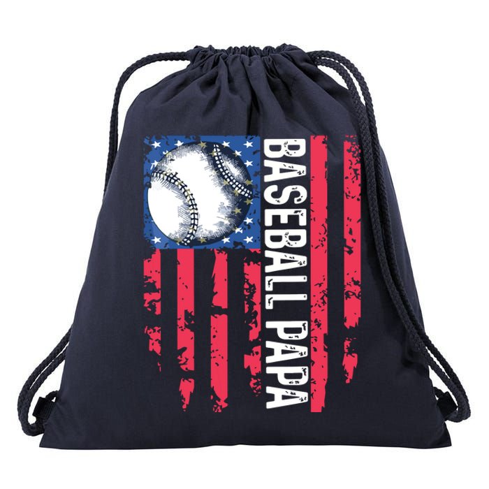 Baseball Papa Tee Coach Fathers Day Drawstring Bag