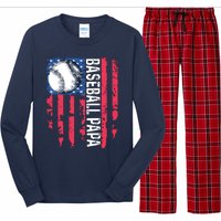 Baseball Papa Tee Coach Fathers Day Long Sleeve Pajama Set