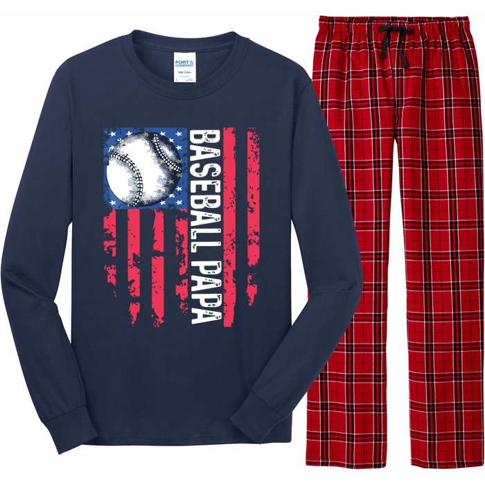 Baseball Papa Tee Coach Fathers Day Long Sleeve Pajama Set