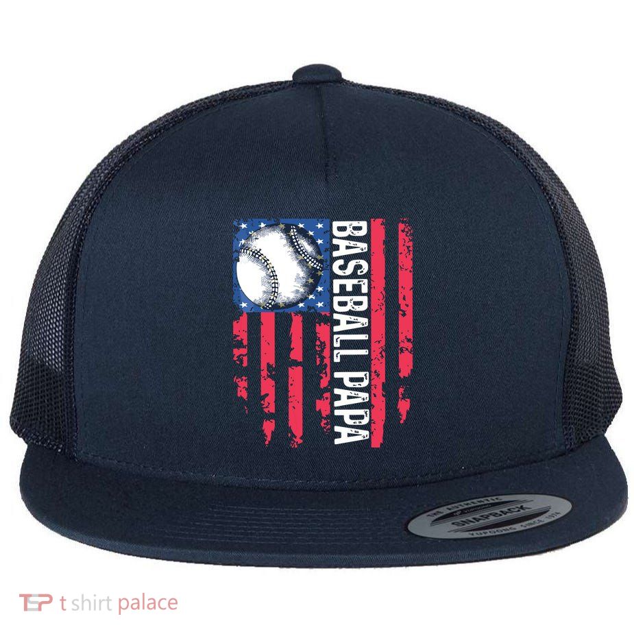 Baseball Papa Tee Coach Fathers Day Flatbill Hat