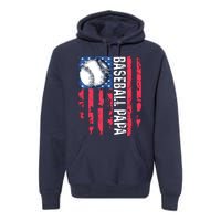 Baseball Papa Tee Coach Fathers Day Premium Hoodie