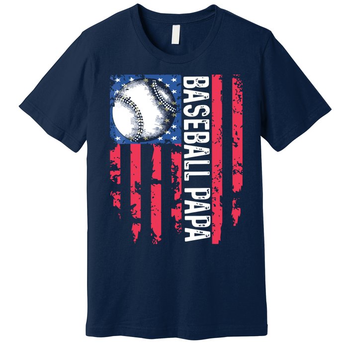 Baseball Papa Tee Coach Fathers Day Premium T-Shirt