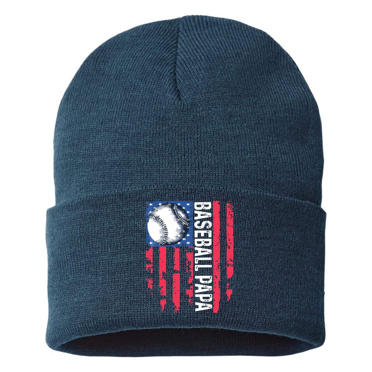 Baseball Papa Tee Coach Fathers Day Sustainable Knit Beanie