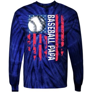 Baseball Papa Tee Coach Fathers Day Tie-Dye Long Sleeve Shirt