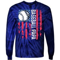 Baseball Papa Tee Coach Fathers Day Tie-Dye Long Sleeve Shirt