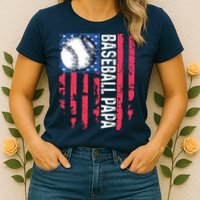 Baseball Papa Tee Coach Fathers Day Womens T-Shirt