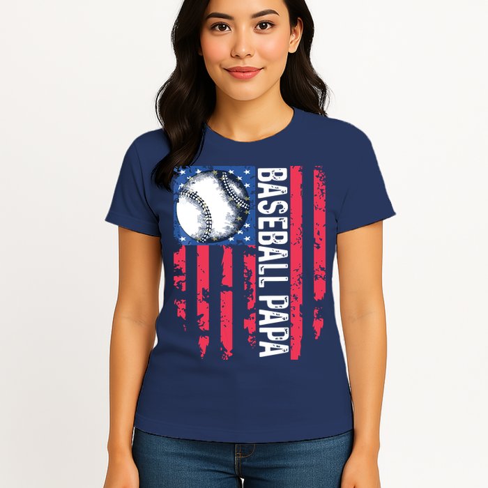 Baseball Papa Tee Coach Fathers Day Womens T-Shirt