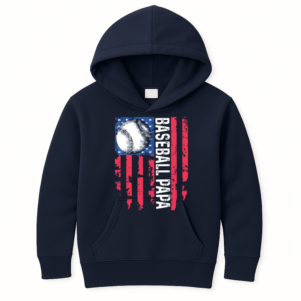 Baseball Papa Tee Coach Fathers Day Kids Hoodie