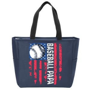 Baseball Papa Tee Coach Fathers Day Zip Tote Bag