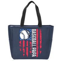 Baseball Papa Tee Coach Fathers Day Zip Tote Bag