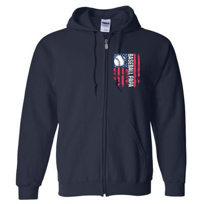 Baseball Papa Tee Coach Fathers Day Full Zip Hoodie