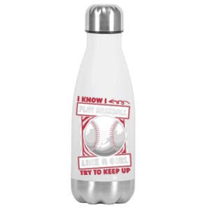 Baseballer Player Team Sport Gift Baseball Great Gift Stainless Steel Insulated Water Bottle