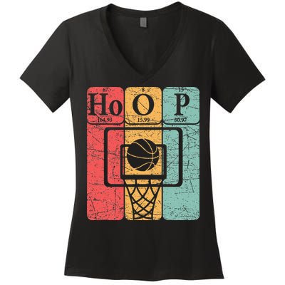 Basketball Periodic Table Elements Science Nerd Basketballer Women's V-Neck T-Shirt
