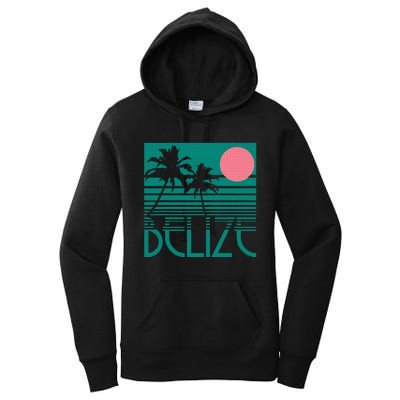 Belize Palm Trees Surf Vintage Retro Souvenir Women's Pullover Hoodie