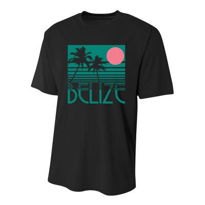 Belize Palm Trees Surf Vintage Retro Souvenir Youth Performance Sprint T-Shirt