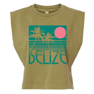 Belize Palm Trees Surf Vintage Retro Souvenir Garment-Dyed Women's Muscle Tee