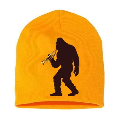 Bigfoot Playing Trumpet Music Funny Musical Instruments Short Acrylic Beanie