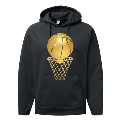 Basketball Player Trophy Game Coach Sports Lover Performance Fleece Hoodie