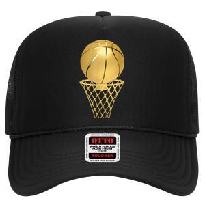 Basketball Player Trophy Game Coach Sports Lover High Crown Mesh Back Trucker Hat