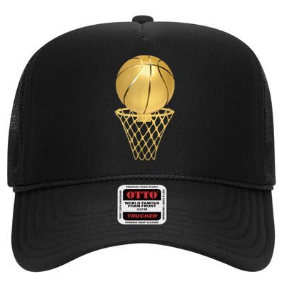 Basketball Player Trophy Game Coach Sports Lover High Crown Mesh Back Trucker Hat