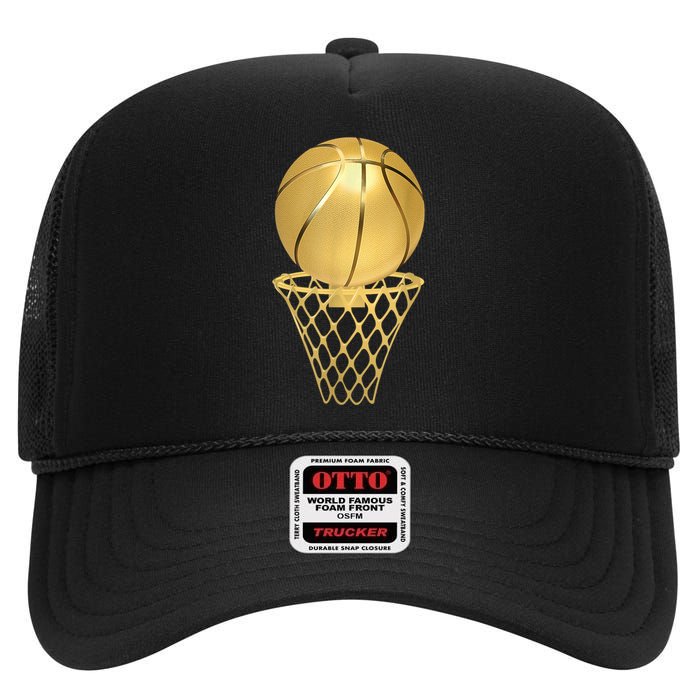 Basketball Player Trophy Game Coach Sports Lover High Crown Mesh Back Trucker Hat