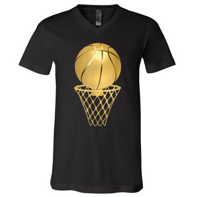 Basketball Player Trophy Game Coach Sports Lover V-Neck T-Shirt