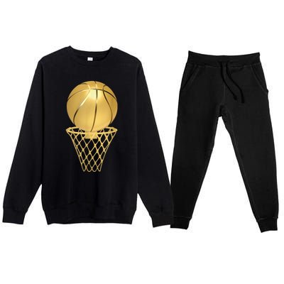 Basketball Player Trophy Game Coach Sports Lover Premium Crewneck Sweatsuit Set