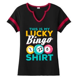 Bingo Player This Is My Lucky Bingo Funny Bingo Ladies Halftime Notch Neck Tee