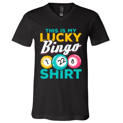 Bingo Player This Is My Lucky Bingo Funny Bingo V-Neck T-Shirt