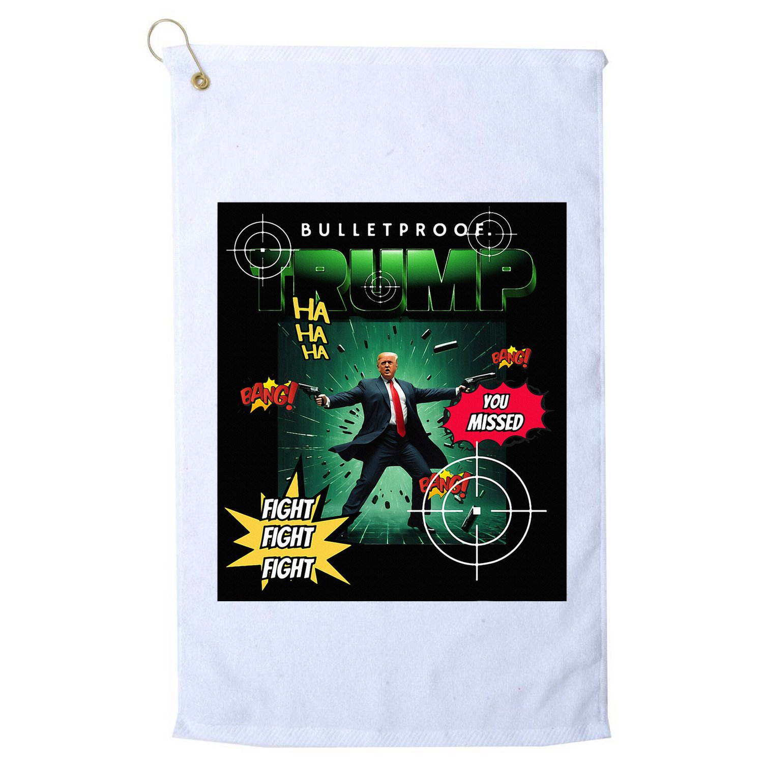 Bullet Proof Trump You Missed Comic Book Golf Towel