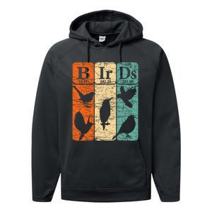 Birds Periodic Table Elements Birdwatching Ornithology Performance Fleece Hoodie