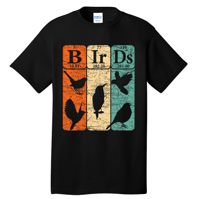 Birds Periodic Table Elements Birdwatching Ornithology Tall T-Shirt