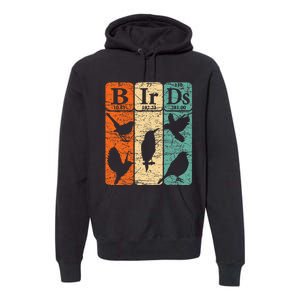 Birds Periodic Table Elements Birdwatching Ornithology Premium Hoodie