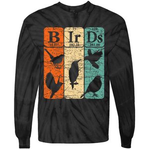 Birds Periodic Table Elements Birdwatching Ornithology Tie-Dye Long Sleeve Shirt