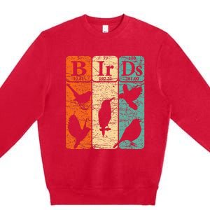 Birds Periodic Table Elements Birdwatching Ornithology Premium Crewneck Sweatshirt