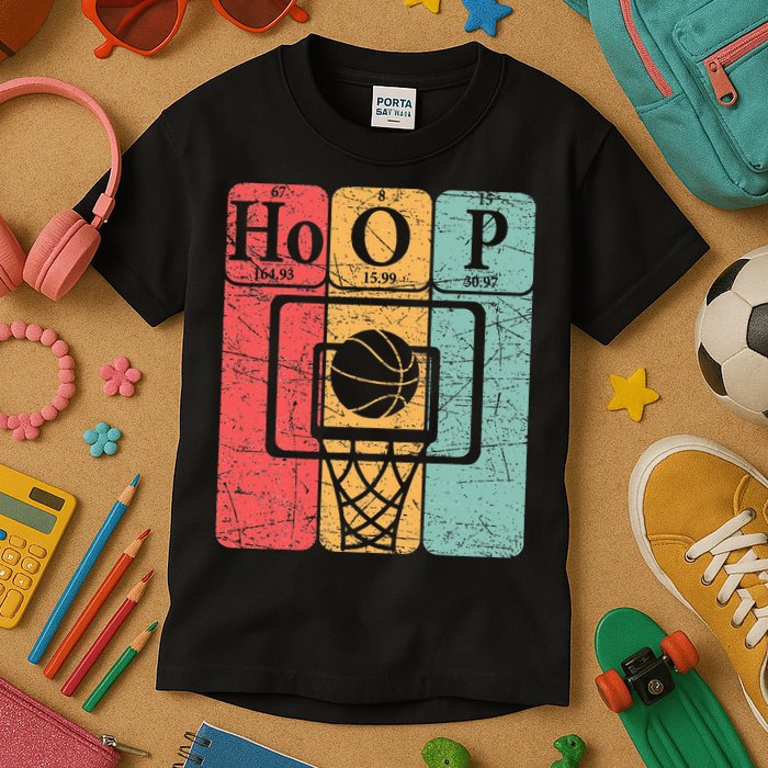 Basketball Periodic Table Elements Science Nerd Basketballer Kids T-Shirt