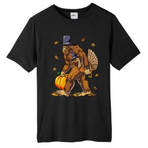 Bigfoot Pilgrim Turkey Pumpkin Thanksgiving Day Funny Tall Fusion ChromaSoft Performance T-Shirt